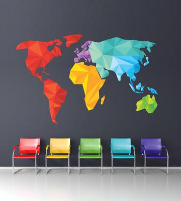 Renkli Kıtalar Haritası Duvar Sticker