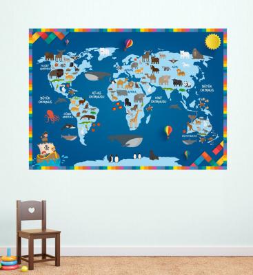 Kıtalar Okyanuslar Çocuk Haritası