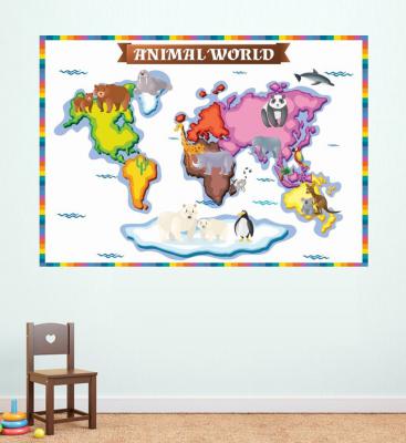 hayvanlar alemi dünya haritası poster, sosyal bilgiler poster