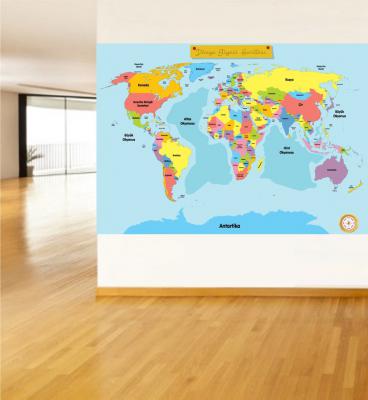 dünya siyasi haritası, sosyal bilgiler poster