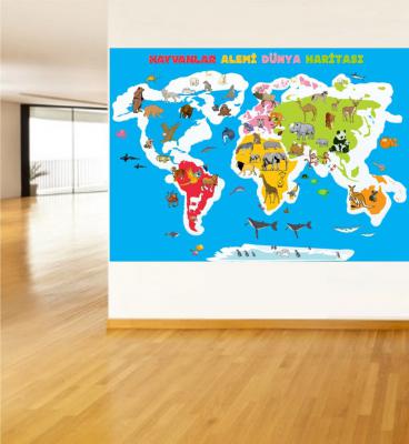hayvanlar alemi dünya haritası poster, sosyal bilgiler poster