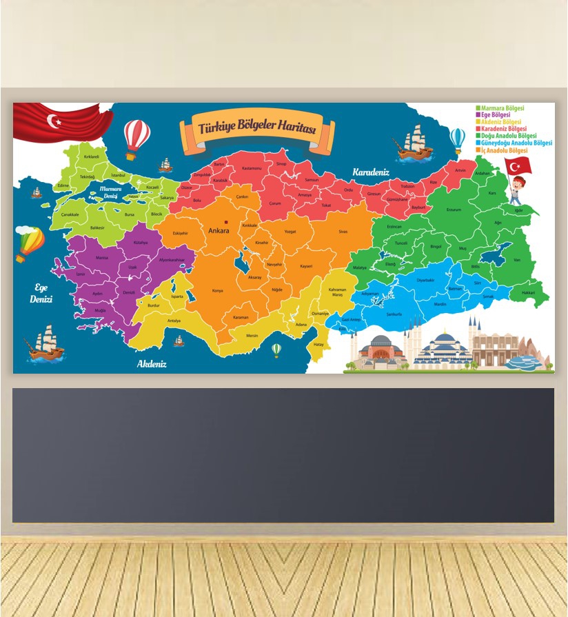 Türkiye Bölgeler Haritası Poster P2