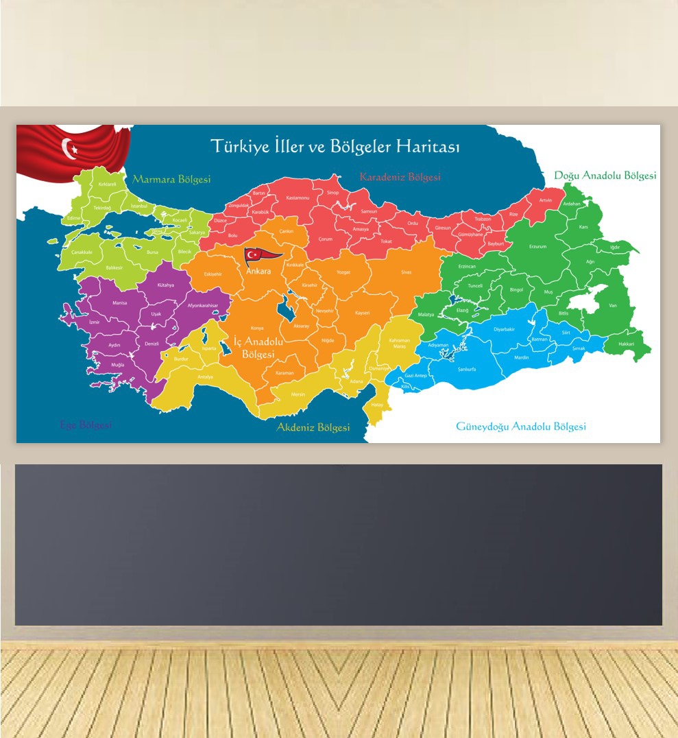 Türkiye İller ve Bölgeler Haritası Poster