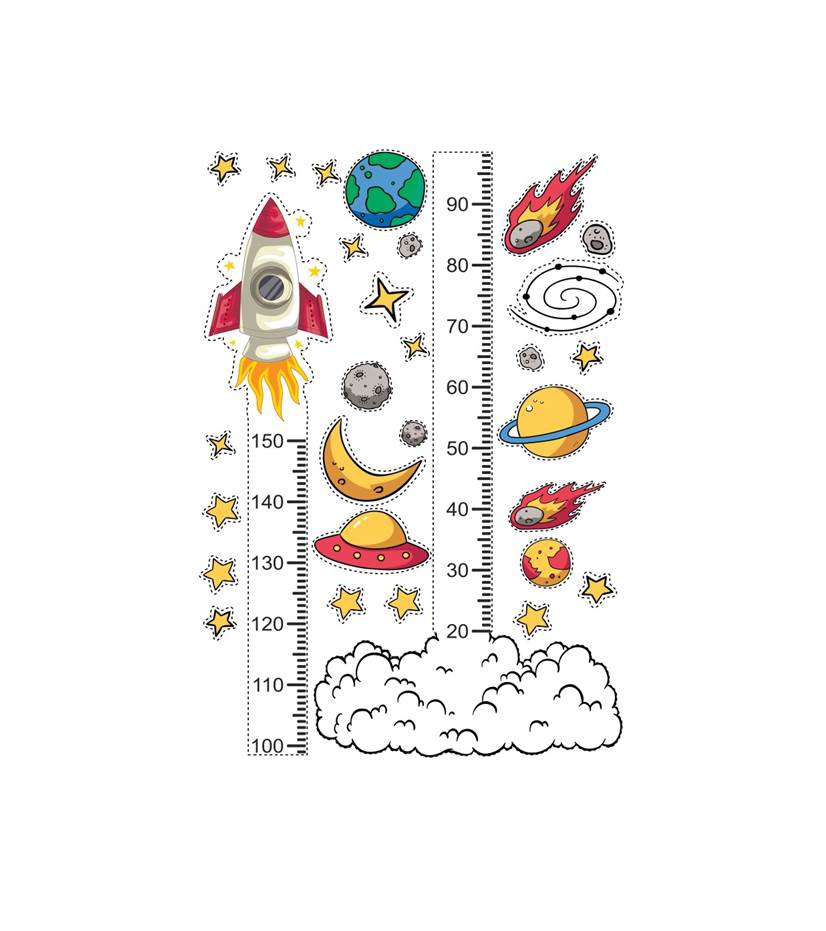 Uzay Yolu Boy Ölçer Sticker Seti